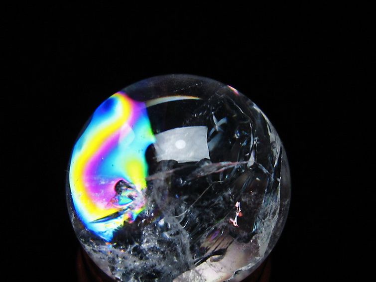 虹入り ヒマラヤ水晶 丸玉 25mm [t317-5319] 2枚目