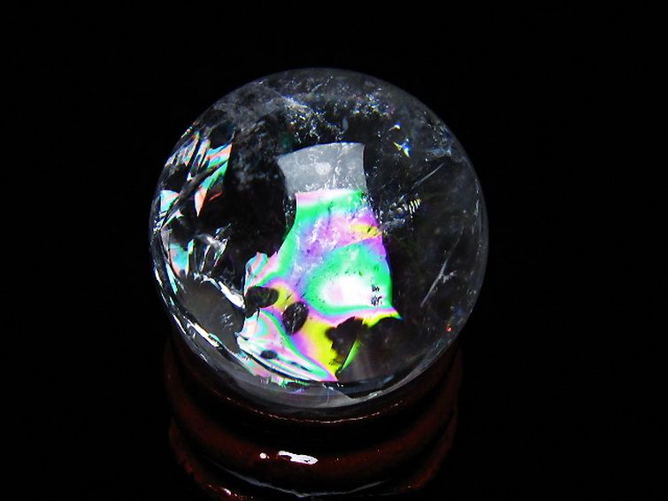 虹入り ヒマラヤ水晶 丸玉 25mm [t317-5319] 3枚目