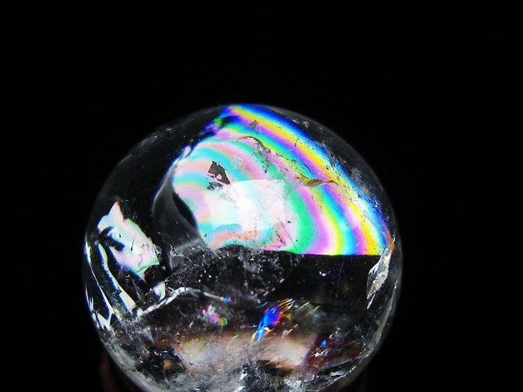 虹入り ヒマラヤ水晶 丸玉 26mm [t317-5320] 2枚目