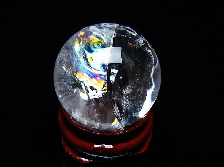 虹入り ヒマラヤ水晶 丸玉 25mm [t317-5321] 1枚目