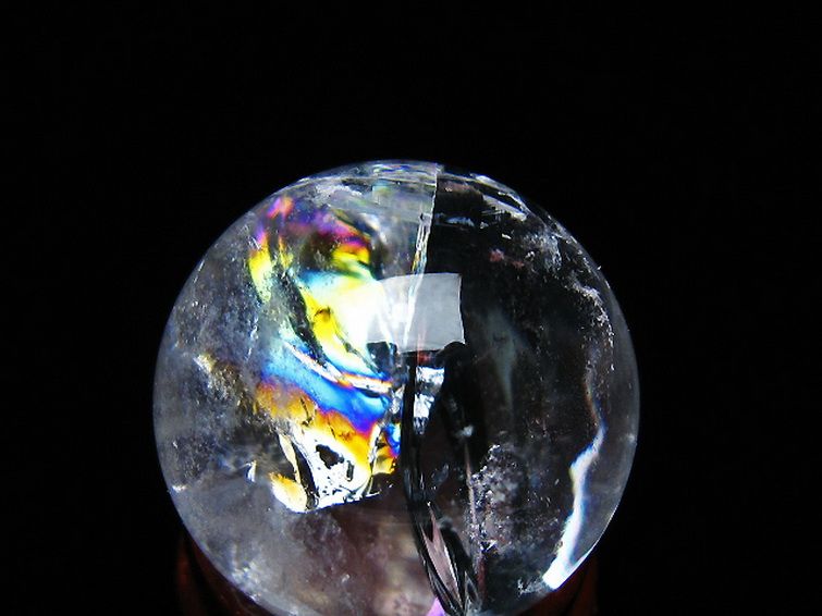 虹入り ヒマラヤ水晶 丸玉 25mm [t317-5321] 2枚目