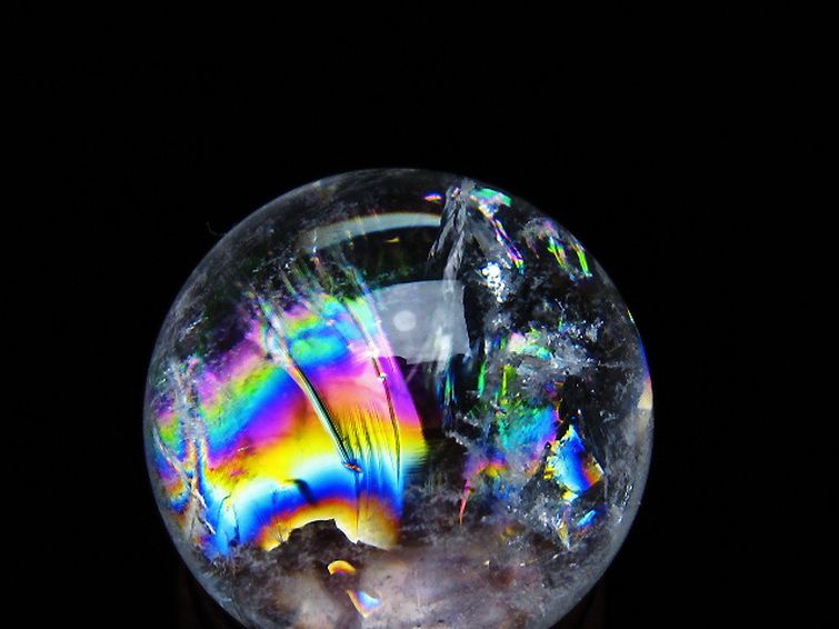 虹入り ヒマラヤ水晶 丸玉 26mm [t317-5323] 2枚目