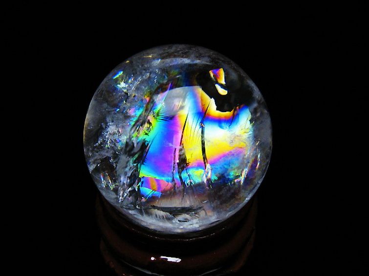 虹入り ヒマラヤ水晶 丸玉 26mm [t317-5323] 3枚目