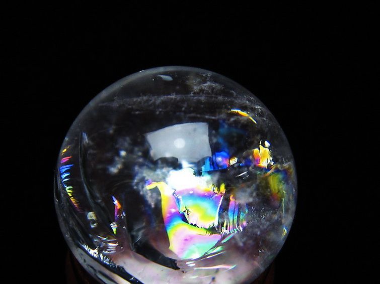 虹入り ヒマラヤ水晶 丸玉 25mm [t317-5325] 2枚目