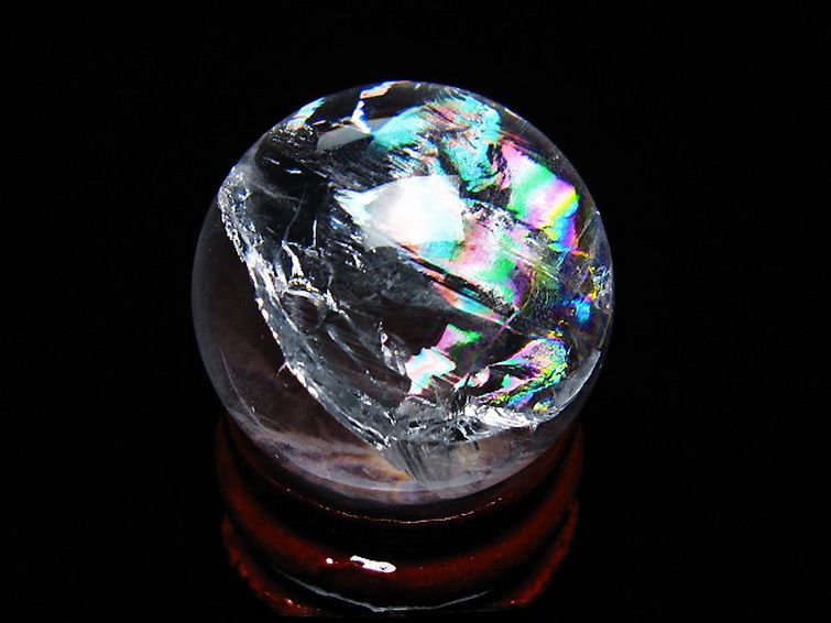 虹入り ヒマラヤ水晶 丸玉 25mm [t317-5326] 3枚目