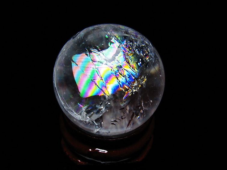 虹入り ヒマラヤ水晶 丸玉 26mm [t317-5327] 1枚目