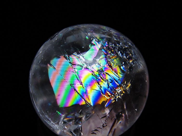 虹入り ヒマラヤ水晶 丸玉 26mm [t317-5327] 2枚目