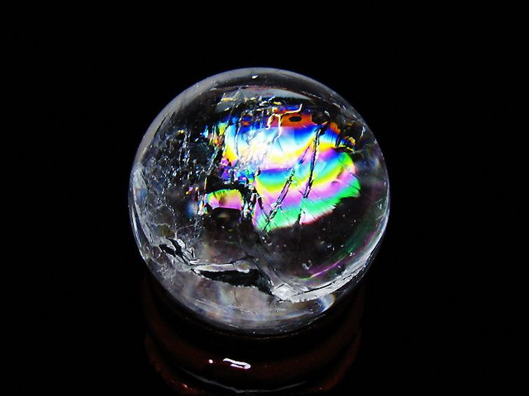 虹入り ヒマラヤ水晶 丸玉 26mm [t317-5327] 3枚目