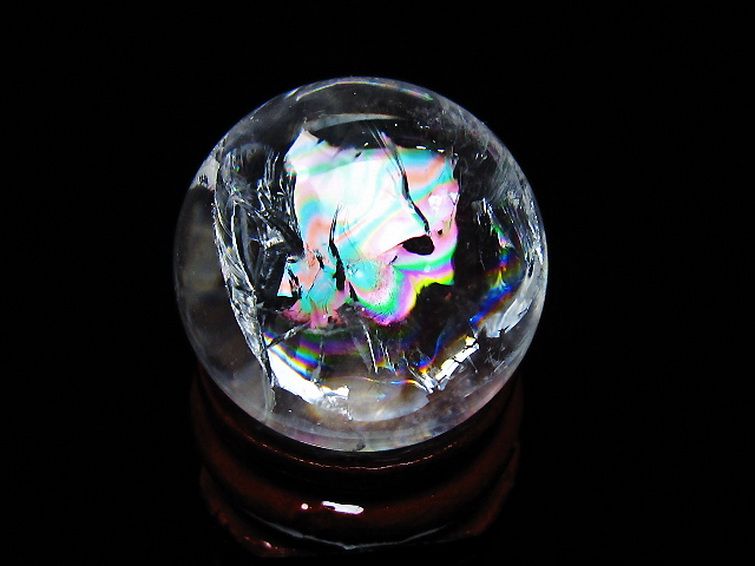 虹入り ヒマラヤ水晶 丸玉 25mm [t317-5328] 1枚目