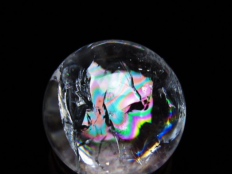 虹入り ヒマラヤ水晶 丸玉 25mm [t317-5328] 2枚目