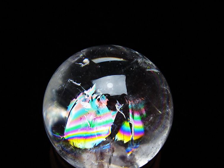 虹入り ヒマラヤ水晶 丸玉 25mm [t317-5329] 2枚目