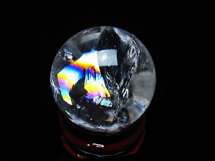 虹入り ヒマラヤ水晶 丸玉 27mm [t317-5330] 1枚目