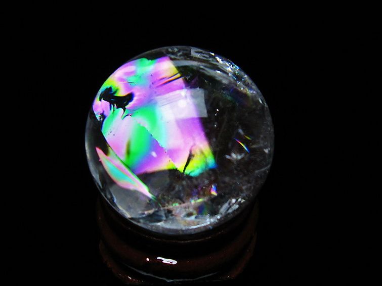 虹入り ヒマラヤ水晶 丸玉 26mm [t317-5331] 1枚目