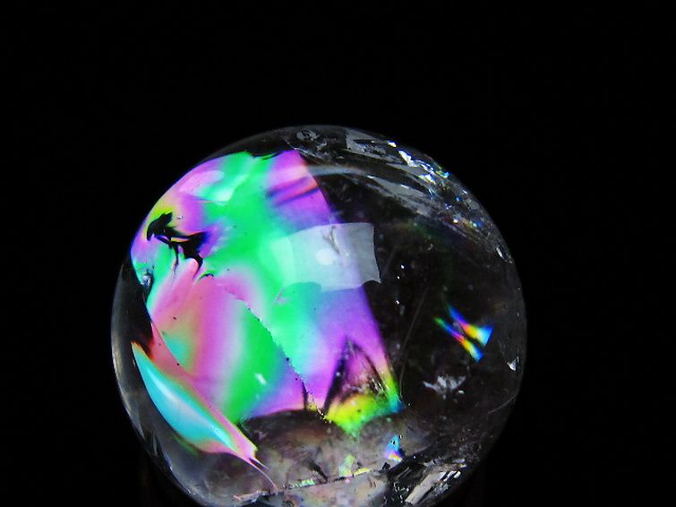虹入り ヒマラヤ水晶 丸玉 26mm [t317-5331] 2枚目