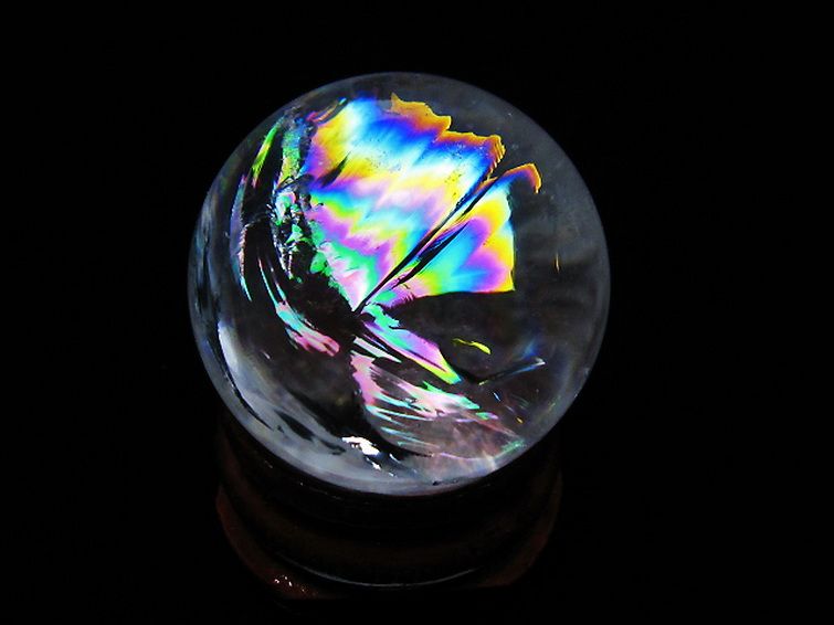 虹入り ヒマラヤ水晶 丸玉 27mm [t317-5335] 1枚目