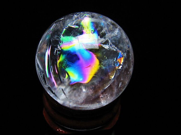 虹入り ヒマラヤ水晶 丸玉 27mm [t317-5336] 1枚目