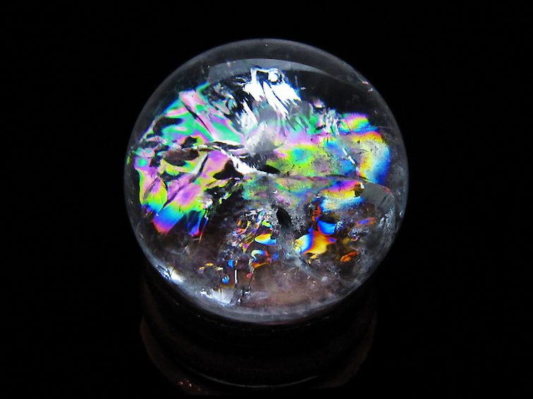 虹入り ヒマラヤ水晶 丸玉 26mm [t317-5337] 1枚目