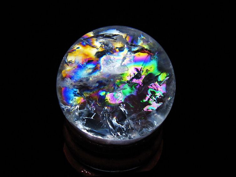 虹入り ヒマラヤ水晶 丸玉 26mm [t317-5337] 3枚目