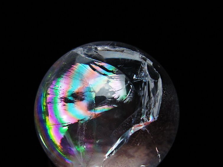 虹入り ヒマラヤ水晶 丸玉 28mm [t317-5339] 2枚目