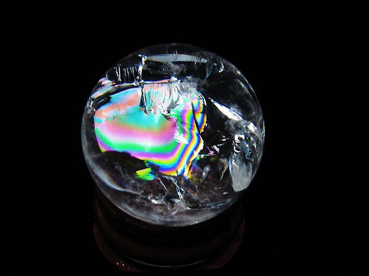 虹入り ヒマラヤ水晶 丸玉 27mm [t317-5340] 1枚目
