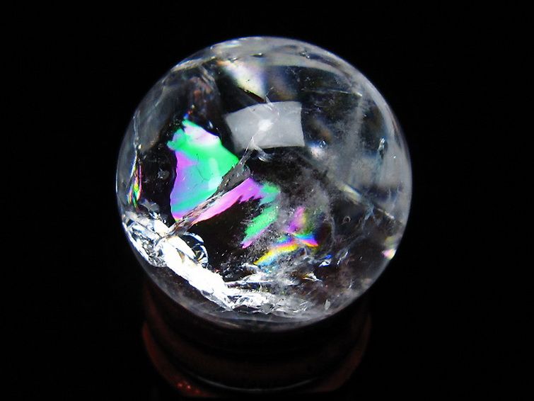 虹入り ヒマラヤ水晶 丸玉 28mm [t317-5341] 1枚目