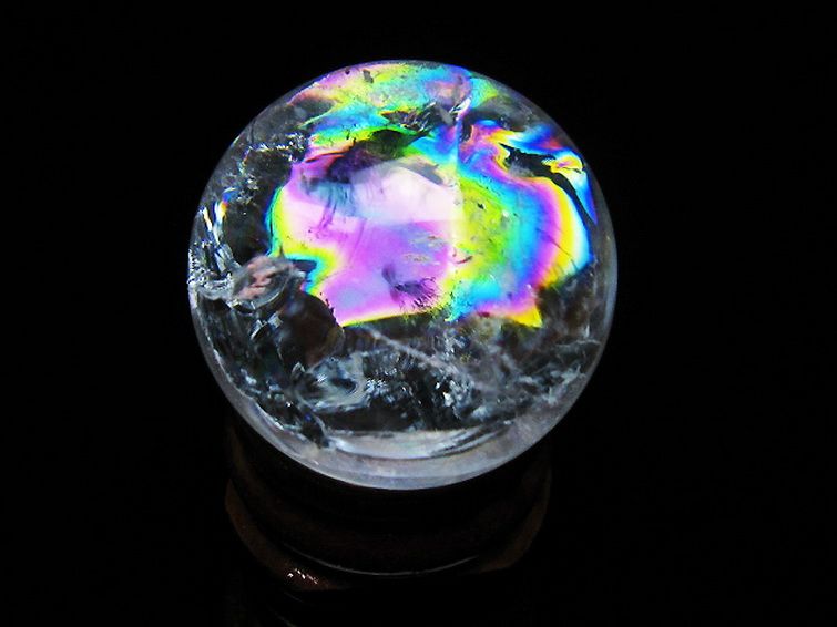 虹入り ヒマラヤ水晶 丸玉 28mm [t317-5342] 1枚目
