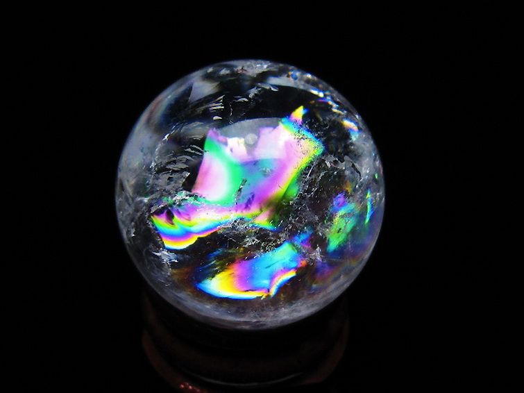 虹入り ヒマラヤ水晶 丸玉 28mm [t317-5342] 3枚目