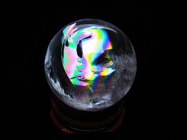 虹入り ヒマラヤ水晶 丸玉 27mm [t317-5343] 1枚目