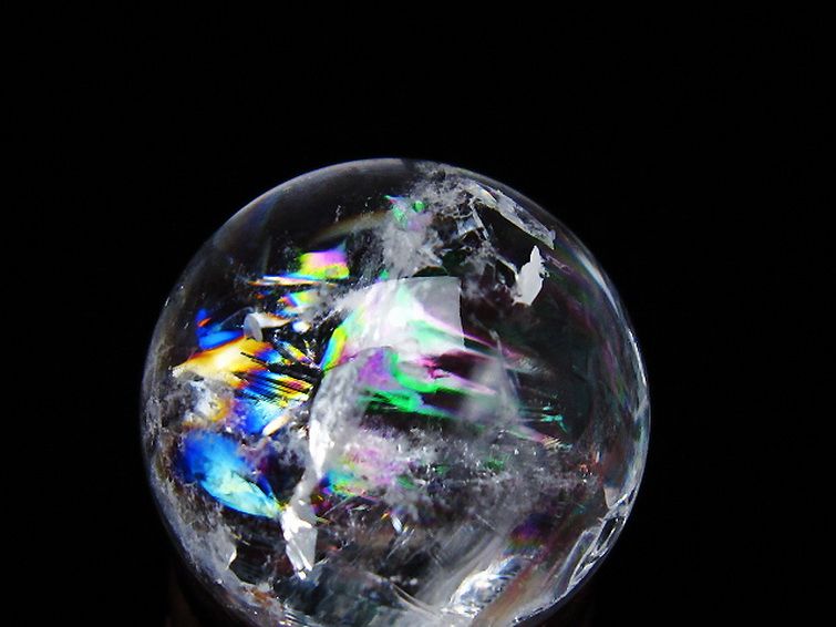 虹入り ヒマラヤ水晶 丸玉 25mm [t317-5347] 2枚目