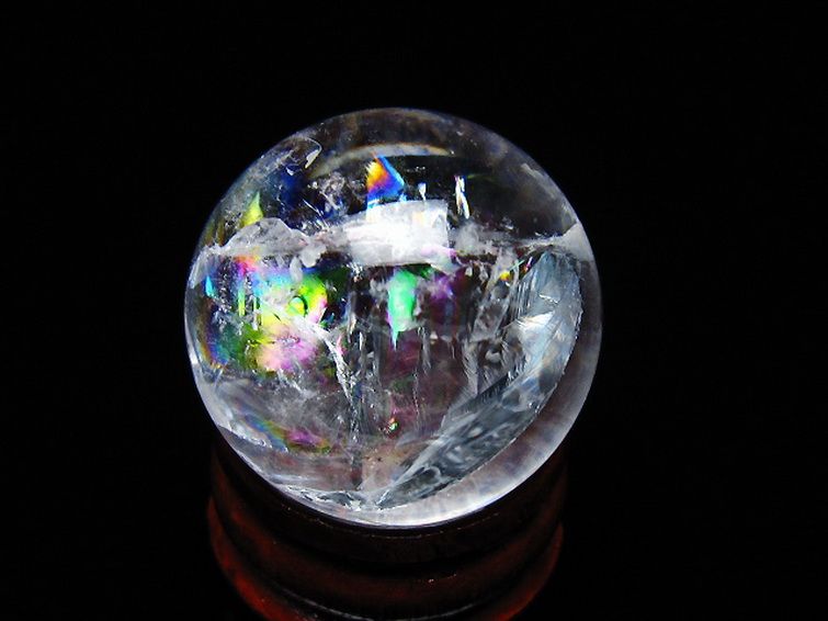 虹入り ヒマラヤ水晶 丸玉 25mm [t317-5347] 3枚目