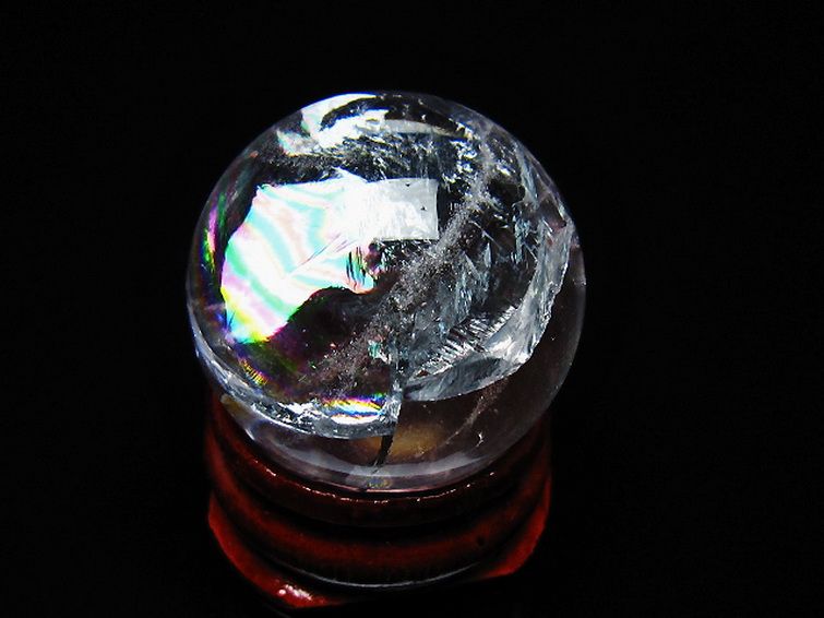 虹入り ヒマラヤ水晶 丸玉 25mm [t317-5348] 1枚目