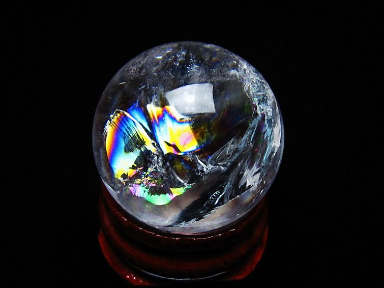 虹入り ヒマラヤ水晶 丸玉 25mm [t317-5351] 3枚目