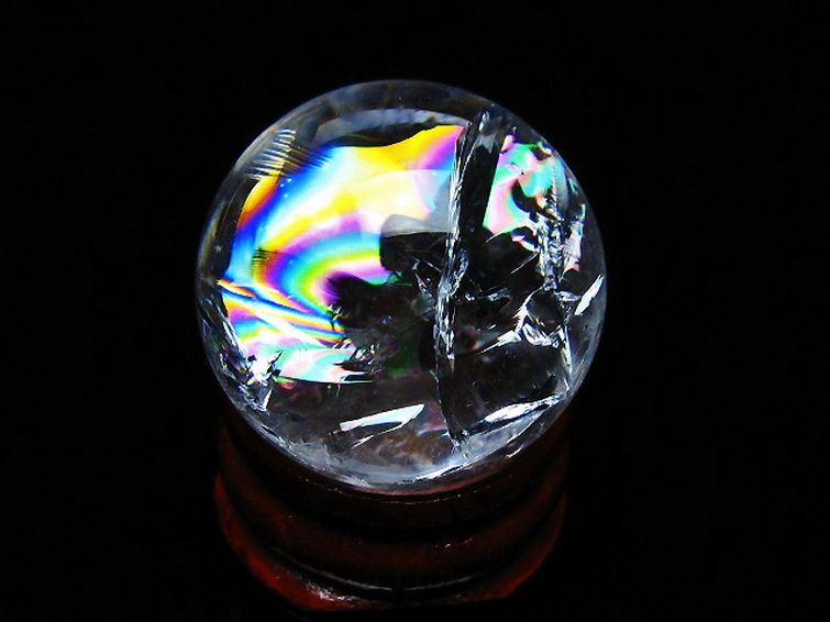 虹入り ヒマラヤ水晶 丸玉 26mm [t317-5355] 1枚目