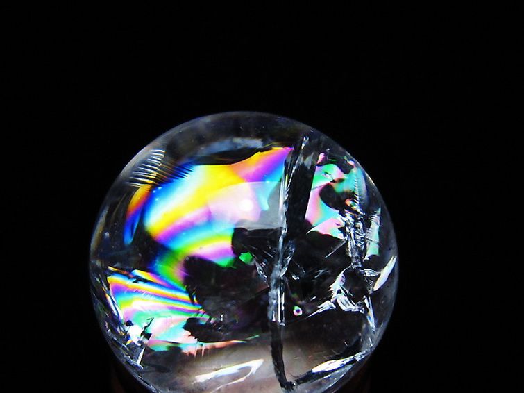 虹入り ヒマラヤ水晶 丸玉 26mm [t317-5355] 2枚目