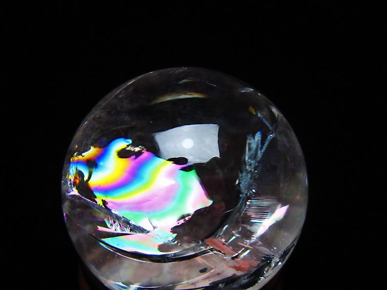 虹入り ヒマラヤ水晶 丸玉 25mm [t317-5356] 2枚目