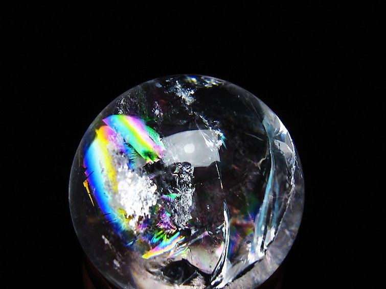 虹入り ヒマラヤ水晶 丸玉 25mm [t317-5357] 2枚目