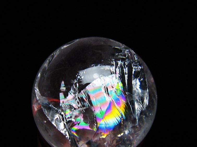 虹入り ヒマラヤ水晶 丸玉 25mm [t317-5358] 2枚目