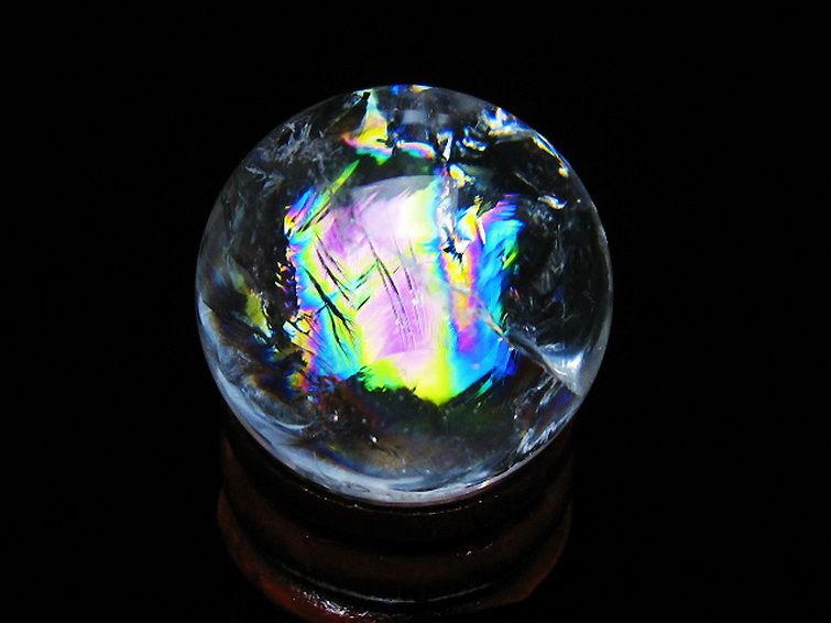 虹入り ヒマラヤ水晶 丸玉 26mm [t317-5362] 1枚目