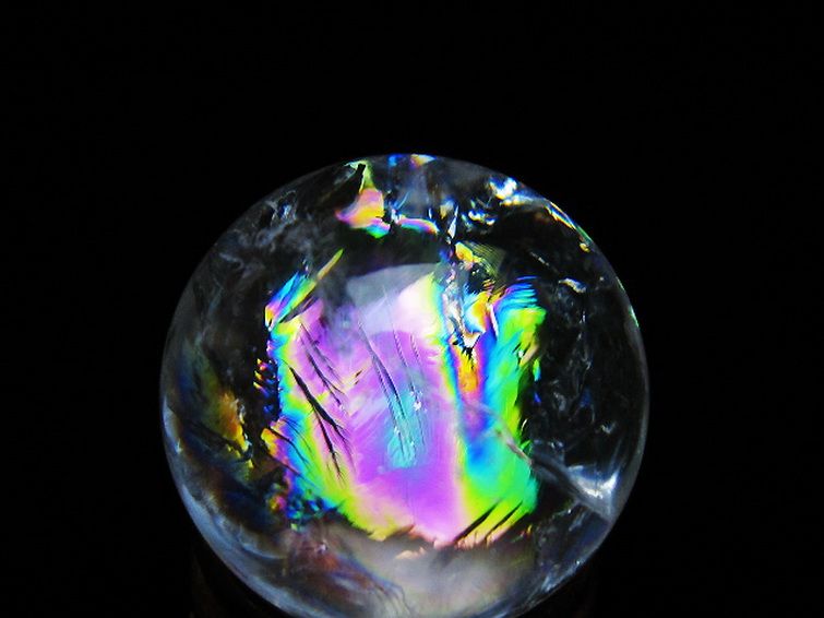虹入り ヒマラヤ水晶 丸玉 26mm [t317-5362] 2枚目