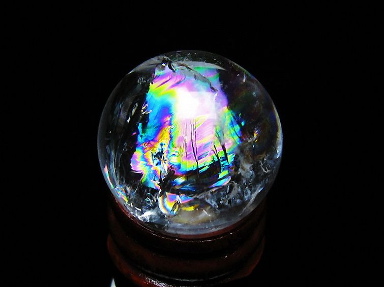 虹入り ヒマラヤ水晶 丸玉 26mm [t317-5362] 3枚目