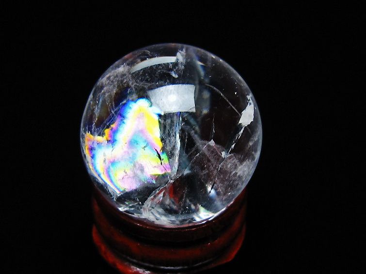 虹入り ヒマラヤ水晶 丸玉 26mm [t317-5363] 1枚目