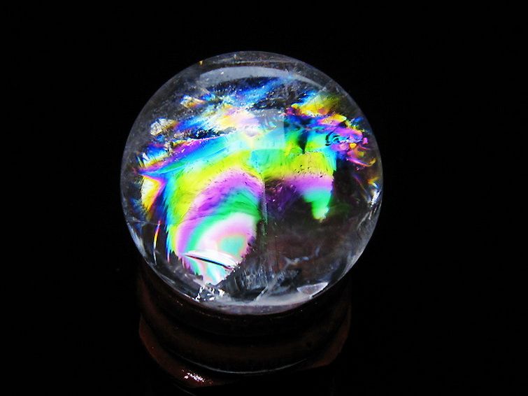 虹入り ヒマラヤ水晶 丸玉 27mm [t317-5367] 1枚目