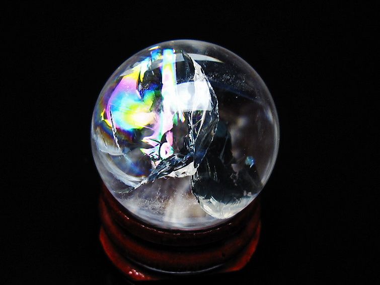 虹入り ヒマラヤ水晶 丸玉 26mm [t317-5369] 1枚目
