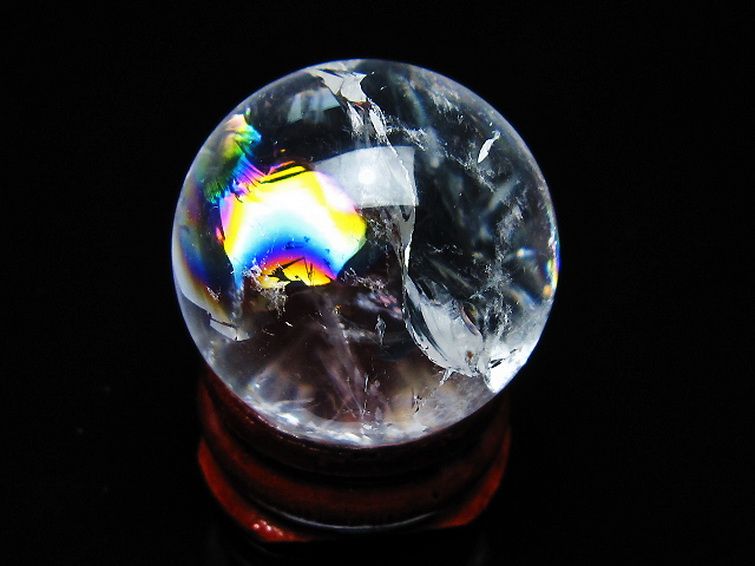 虹入り ヒマラヤ水晶 丸玉 27mm [t317-5371] 1枚目