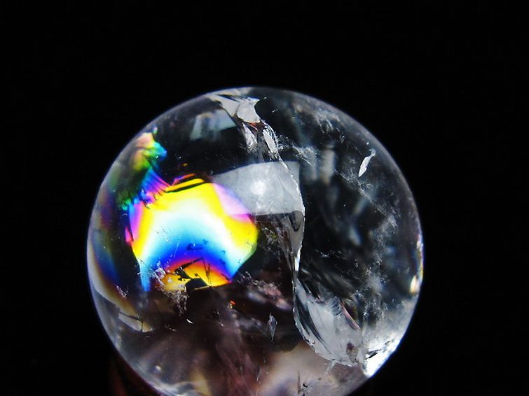 虹入り ヒマラヤ水晶 丸玉 27mm [t317-5371] 2枚目