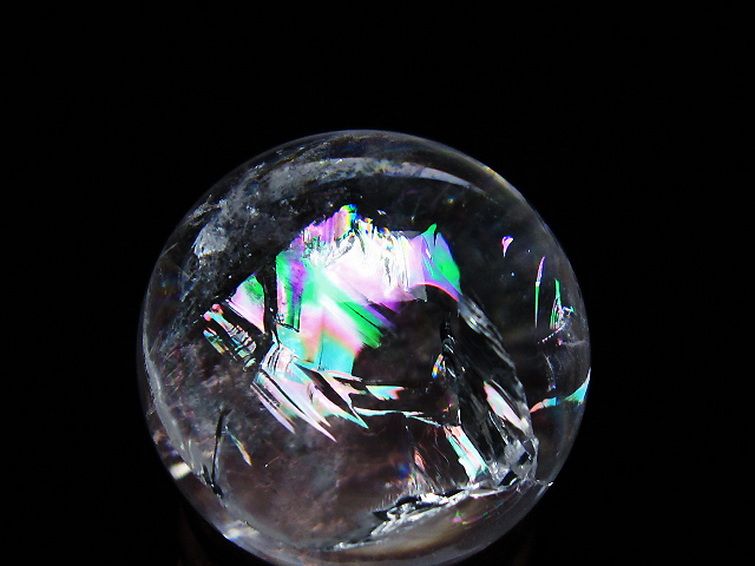 虹入り ヒマラヤ水晶 丸玉 27mm [t317-5377] 2枚目
