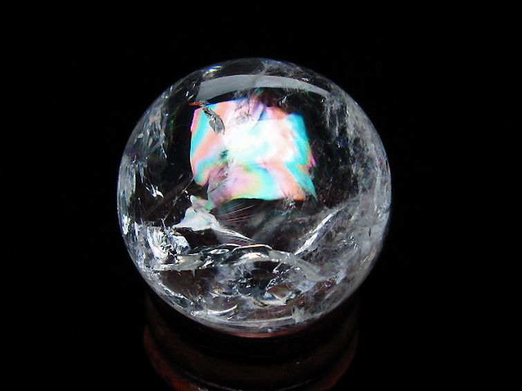 虹入り ヒマラヤ水晶 丸玉 28mm [t317-5379] 1枚目