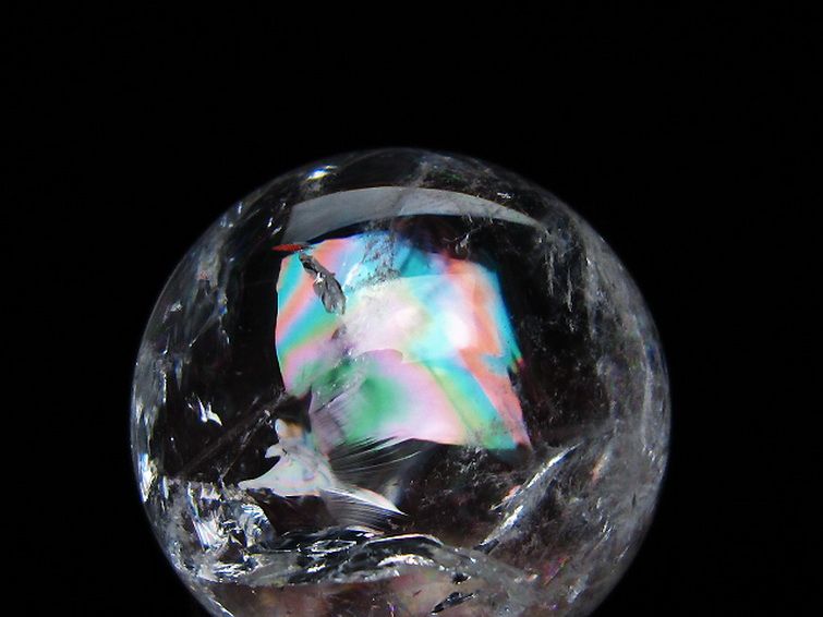 虹入り ヒマラヤ水晶 丸玉 28mm [t317-5379] 2枚目