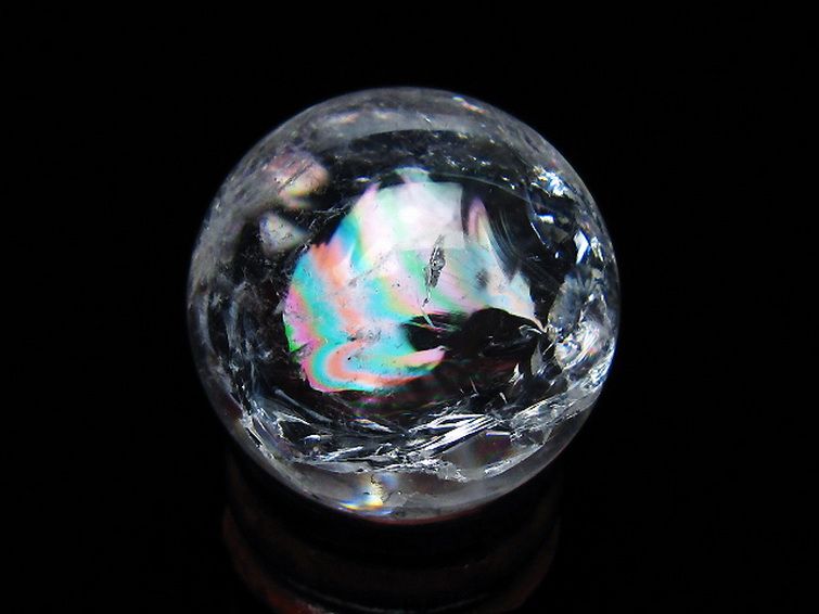 虹入り ヒマラヤ水晶 丸玉 28mm [t317-5379] 3枚目