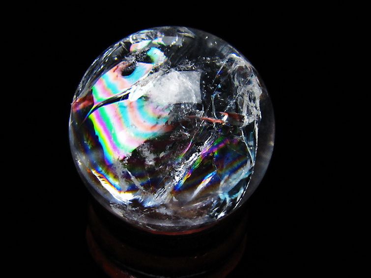 虹入り ヒマラヤ水晶 丸玉 28mm [t317-5381] 1枚目